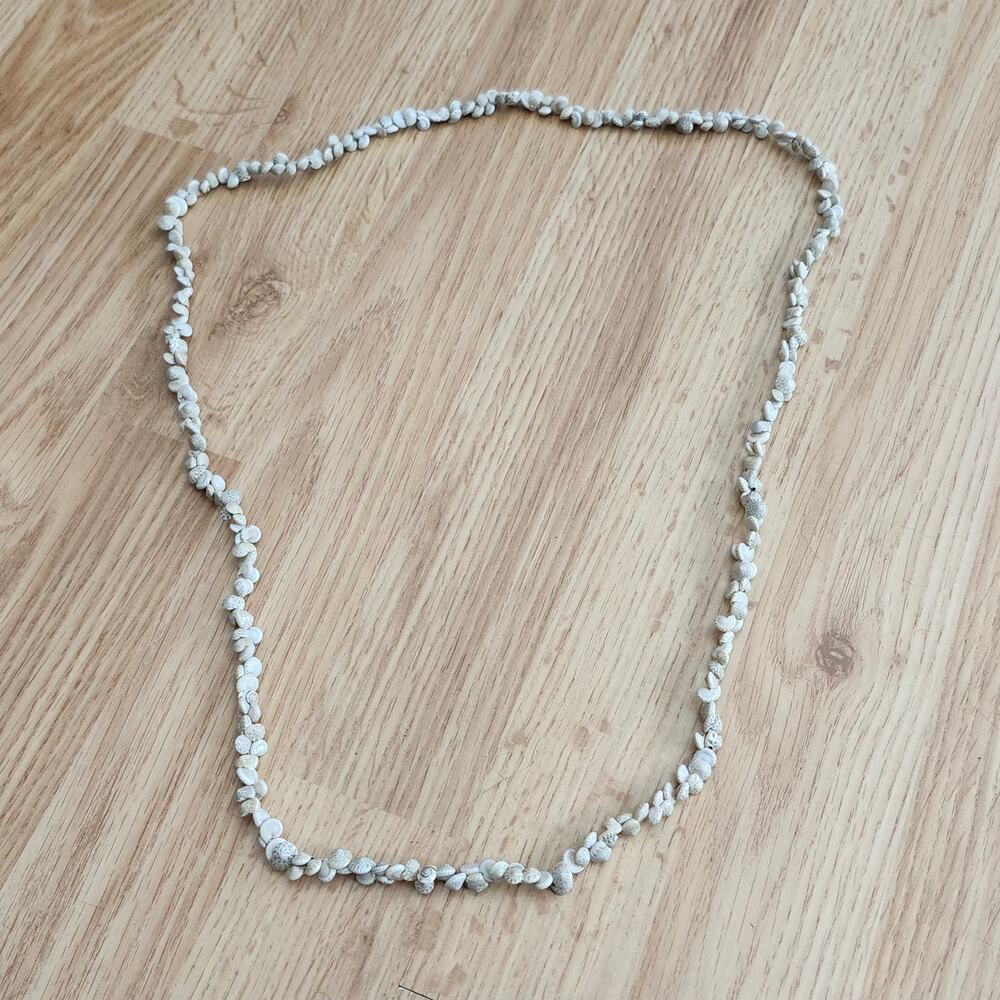 Natural Mixed Seashell Necklace Hawaiian Lei Boho Coastal Beach Ocean White 40in